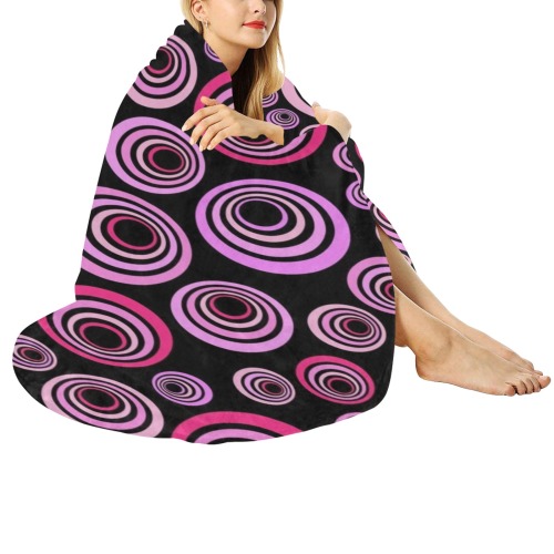 Retro Psychedelic Pretty Pink Pattern Circular Ultra-Soft Micro Fleece Blanket 47"