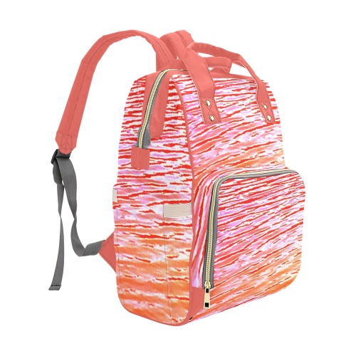 Orange and red water Multi-Function Diaper Backpack/Diaper Bag (Model 1688)