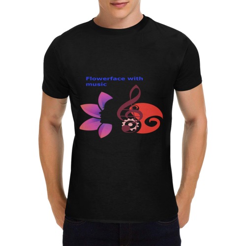 Flower face with music Men's T-shirt in USA Size (Two Sides Printing) (Model T02)