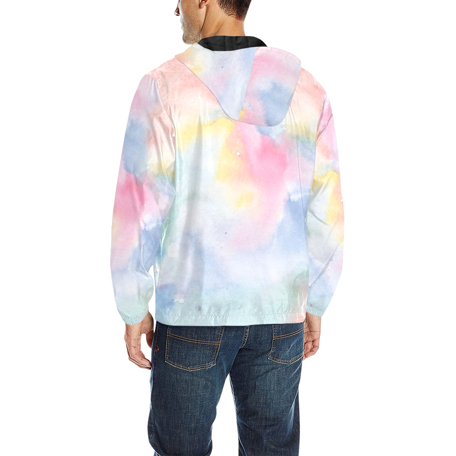 Colorful watercolor All Over Print Quilted Windbreaker for Men (Model H35)