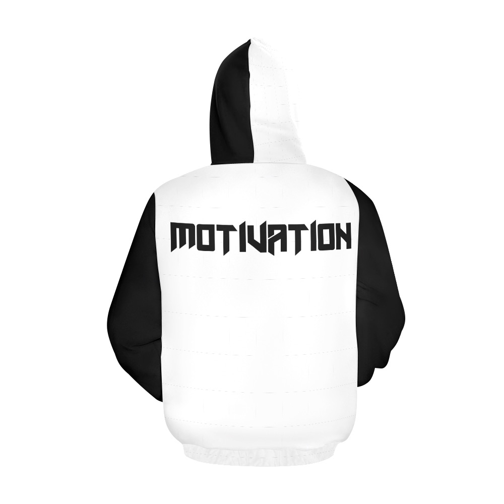 Motivation White/Black All Over Print Hoodie for Men (USA Size) (Model H13)