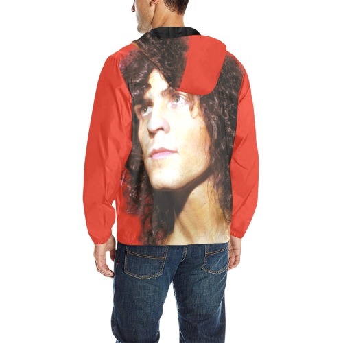 Red Marc Bolan (T.Rex)  Jacket All Over Print Quilted Windbreaker for Men (Model H35)