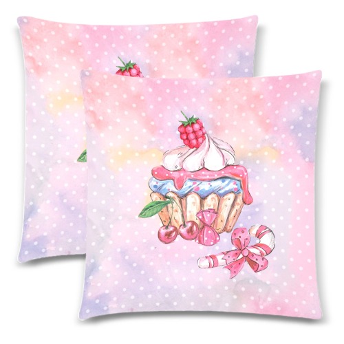 cupcake Custom Zippered Pillow Cases 18"x 18" (Twin Sides) (Set of 2)