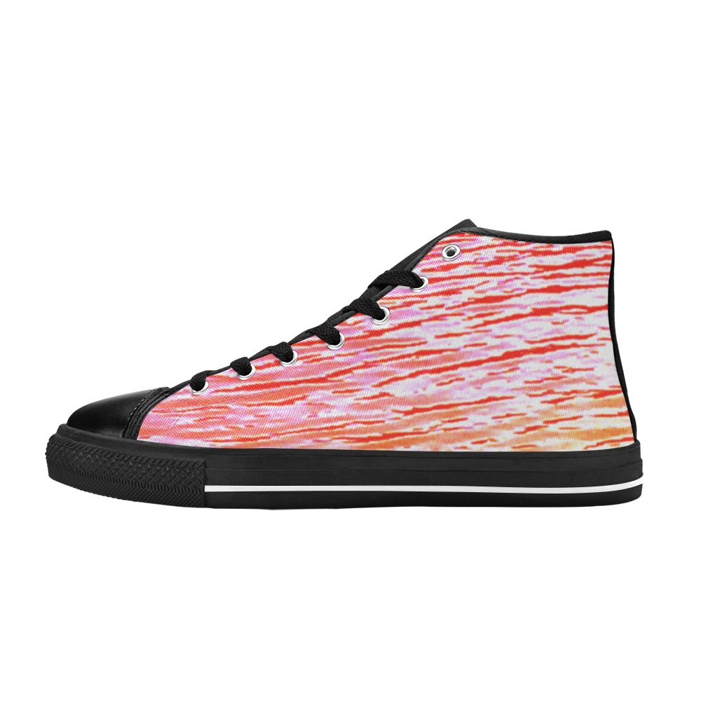 Orange and red water Women's Classic High Top Canvas Shoes (Model 017)