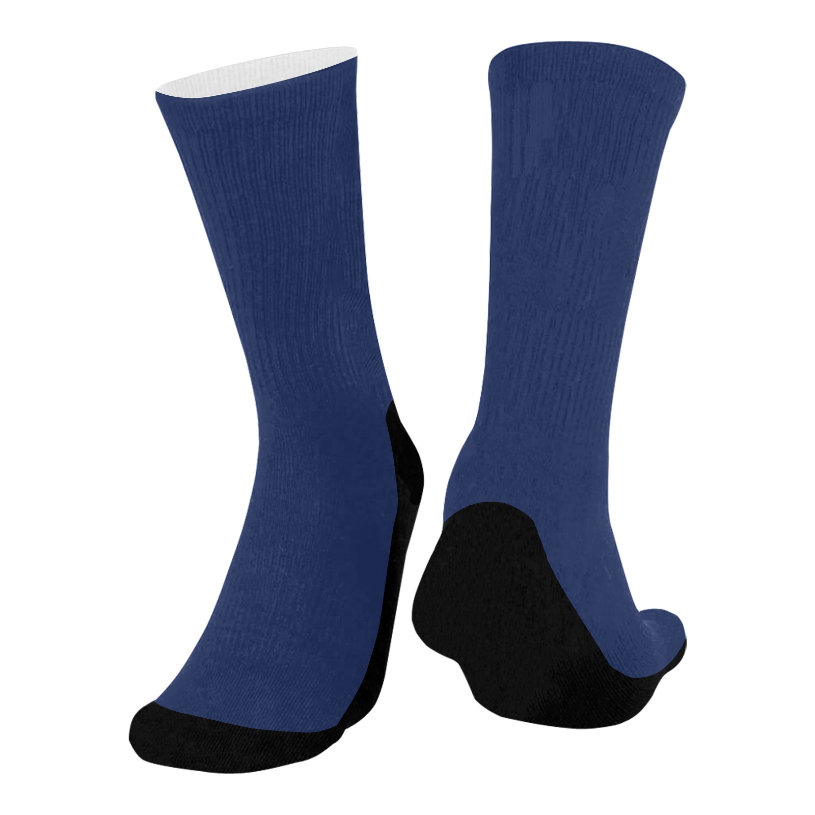 color Delft blue Mid-Calf Socks (Black Sole)