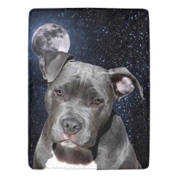 Dog Pitbull Terrier and Moon Ultra-Soft Micro Fleece Blanket 60"x80"