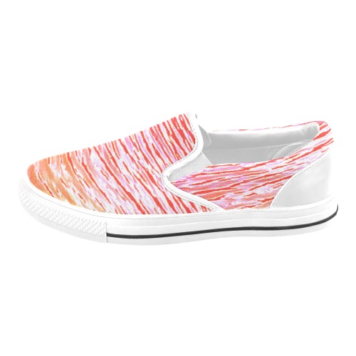 Orange and red water Men's Slip-on Canvas Shoes (Model 019)