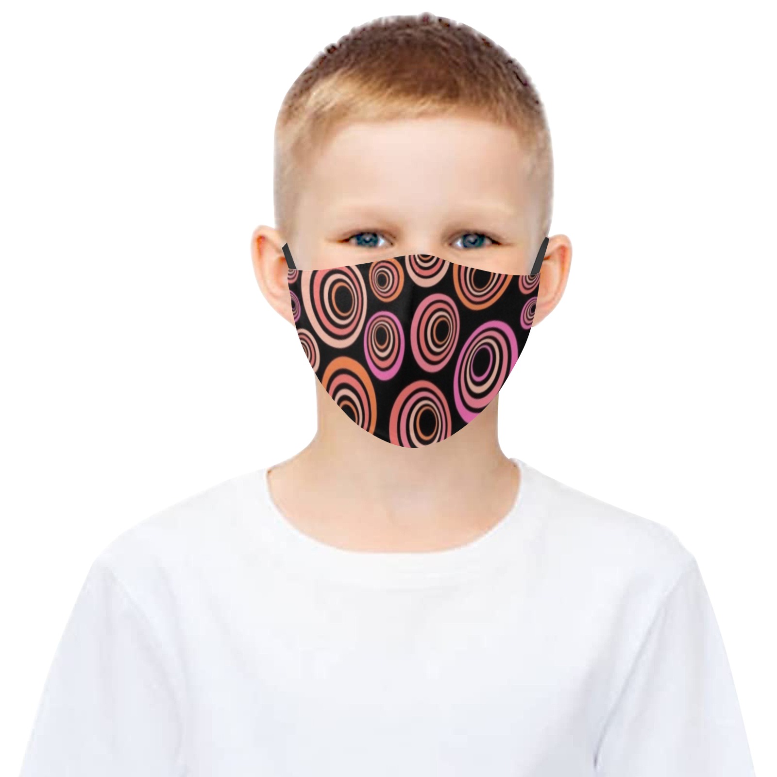 Retro Psychedelic Pretty Orange Pattern 3D Mouth Mask with Drawstring (Pack of 50) (Model M04)