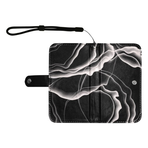 Monochrome Ink Flip Leather Purse for Mobile Phone/Large (Model 1703)