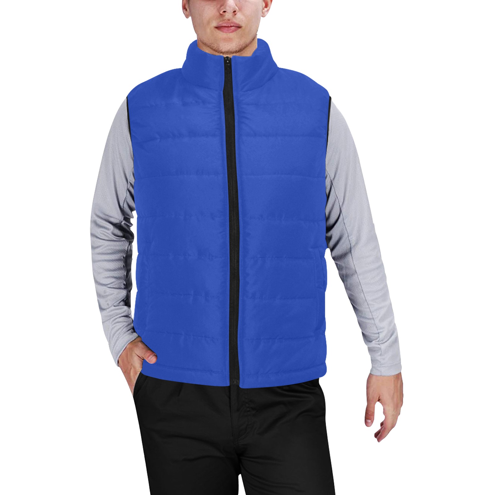 color Egyptian blue Men's Padded Vest Jacket (Model H44)
