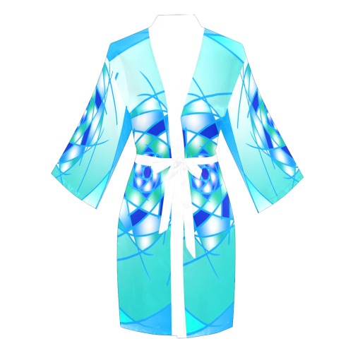 Blue Long Sleeve Kimono Robe