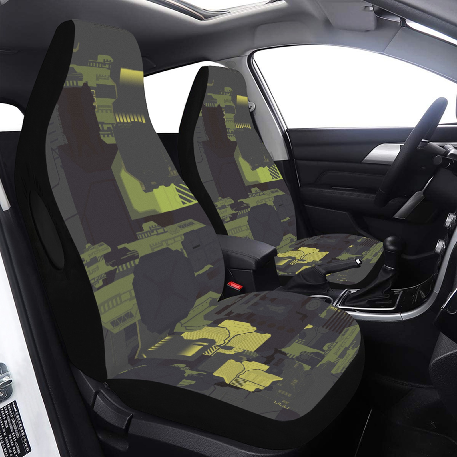 Urban Camouflage Car Seat Cover Airbag Compatible (Set of 2)