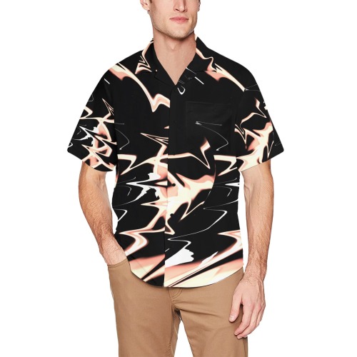 Abstrait Lumière Cuivre Hawaiian Shirt with Chest Pocket (Model T58)