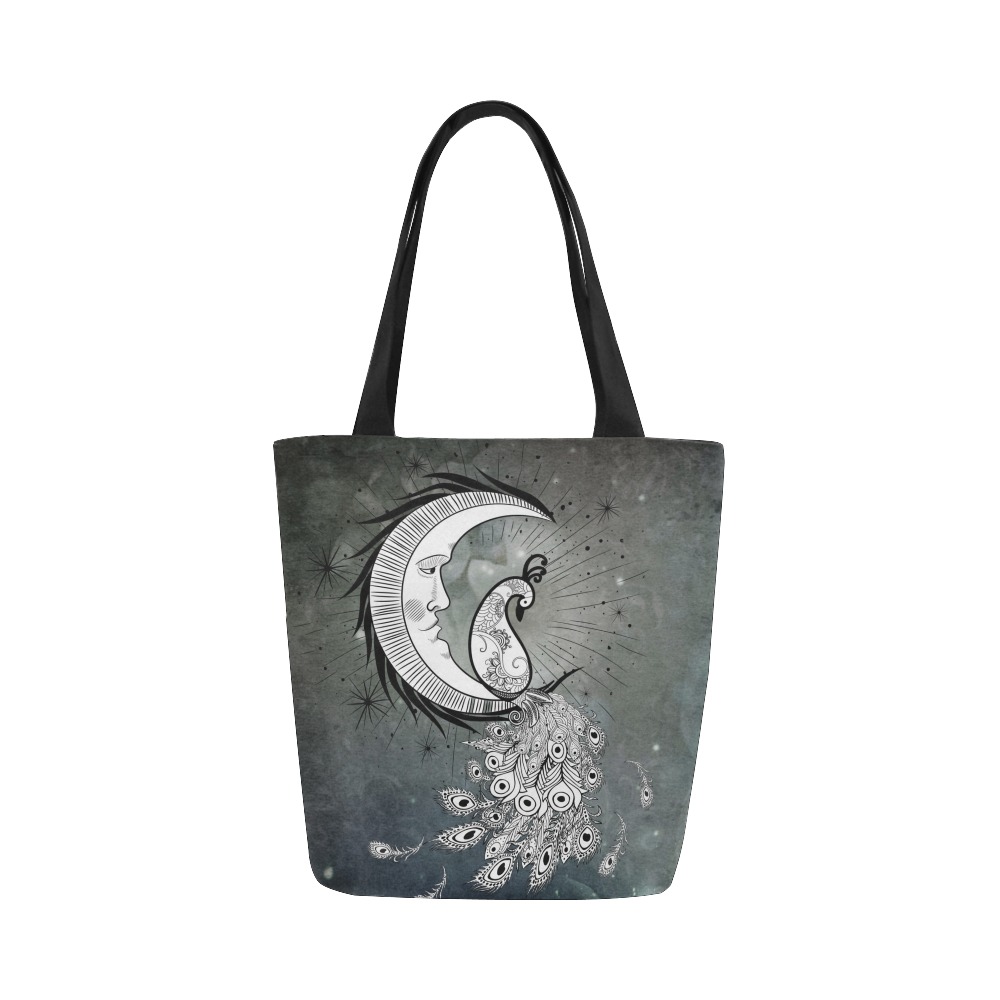 Wonderful peacock on the moon Canvas Tote Bag (Model 1657)
