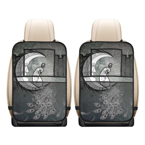 Wonderful peacock on the moon Car Seat Back Organizer (2-Pack)
