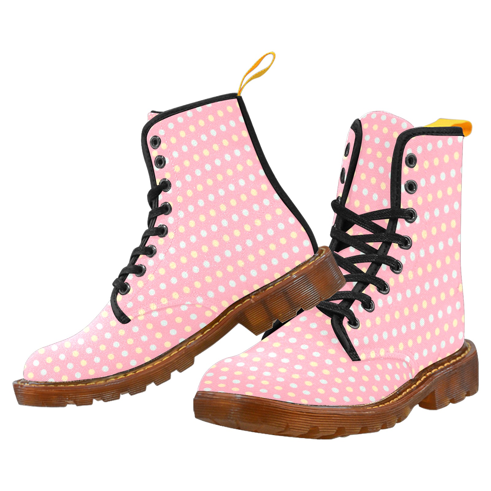 Colorful Dots On Pink Martin Boots For Women Model 1203H