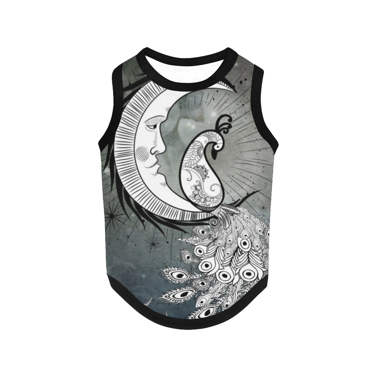 Wonderful peacock on the moon All Over Print Pet Tank Top