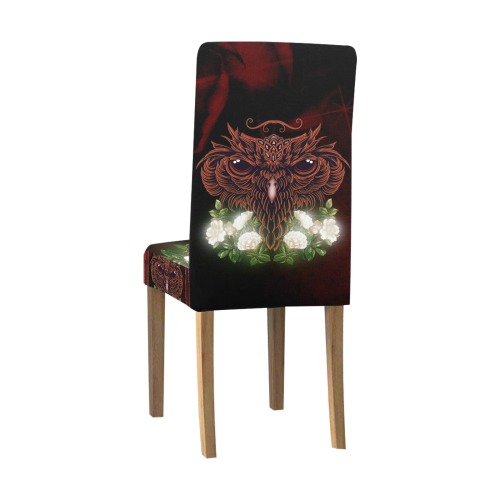 Awesome owl with flowers Removable Dining Chair Cover