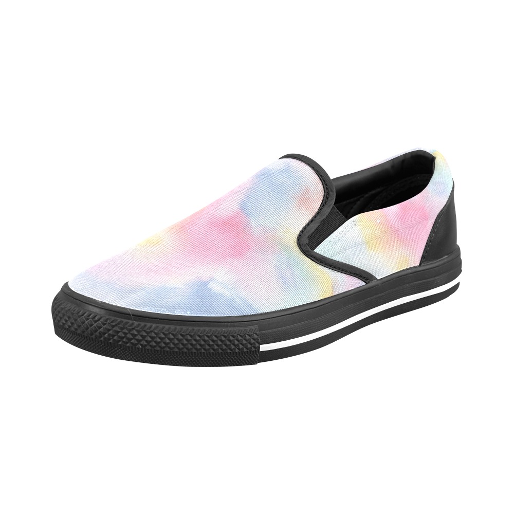 Colorful watercolor Women's Slip-on Canvas Shoes (Model 019)
