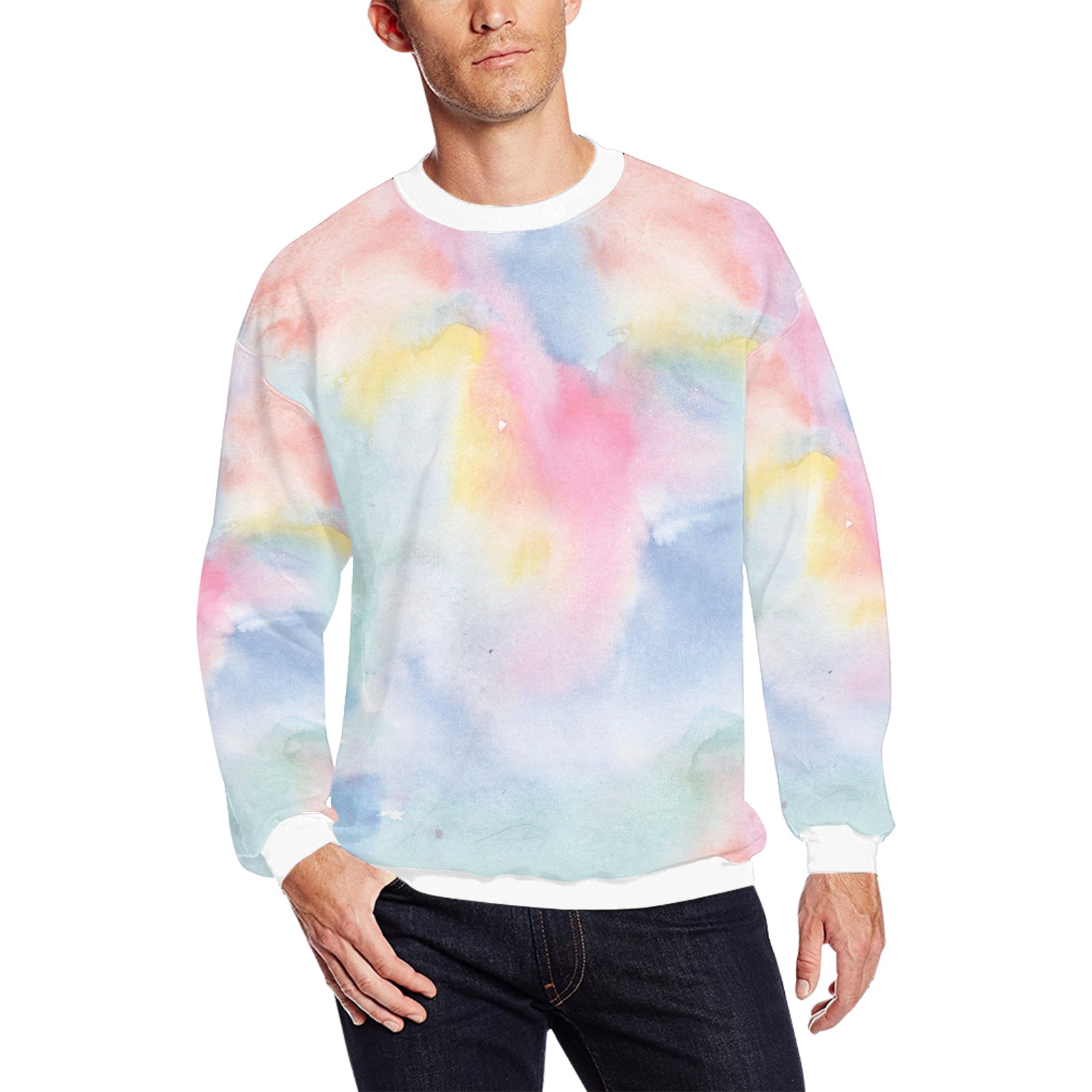 Colorful watercolor All Over Print Crewneck Sweatshirt for Men (Model H18)