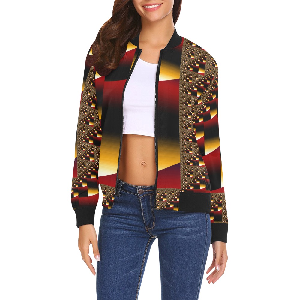 Sizzle All Over Print Bomber Jacket for Women (Model H19)