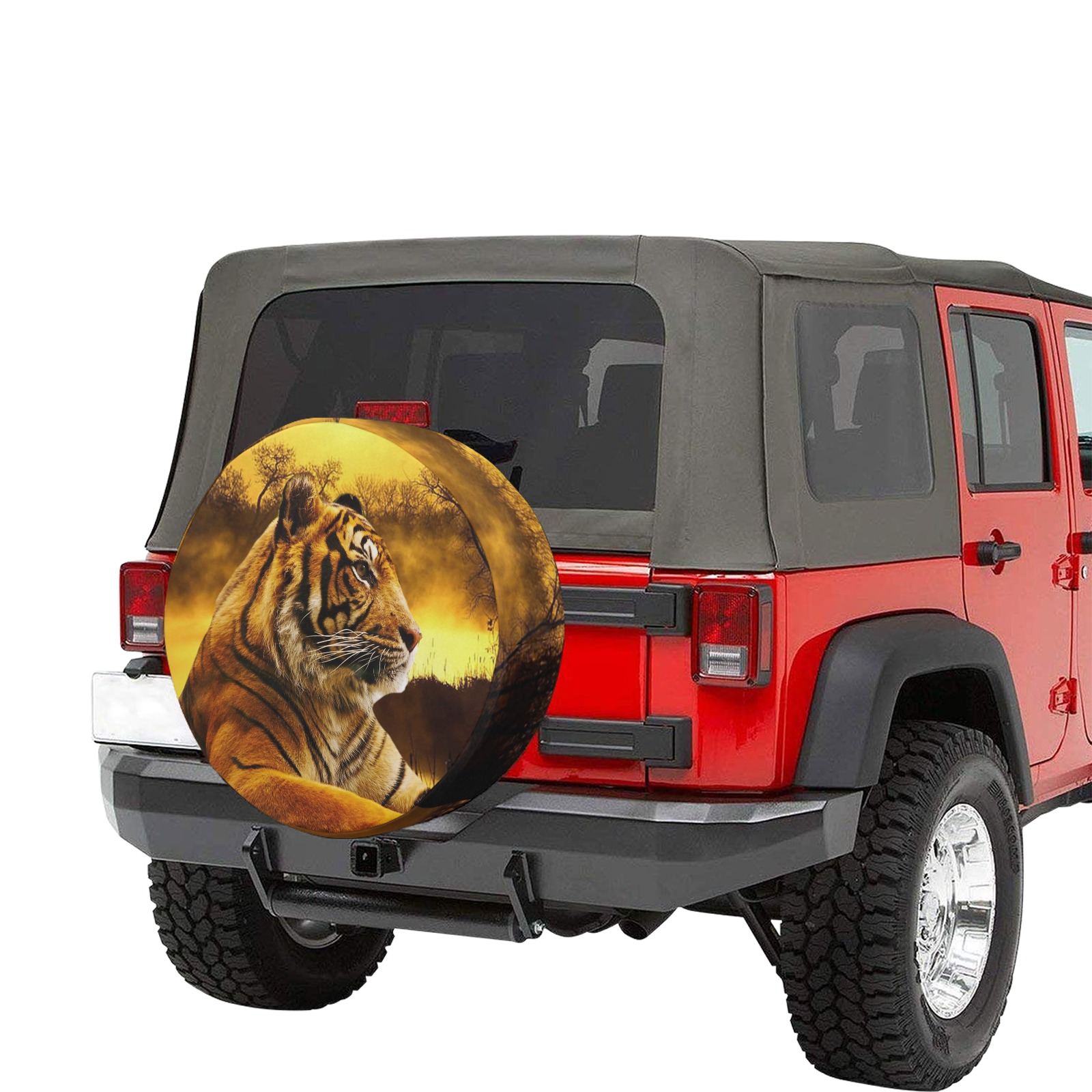 Tiger and Sunset 30 Inch Spare Tire Cover