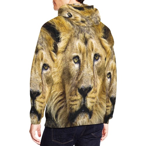 Face of Lion All Over Print Hoodie for Men (USA Size) (Model H13)