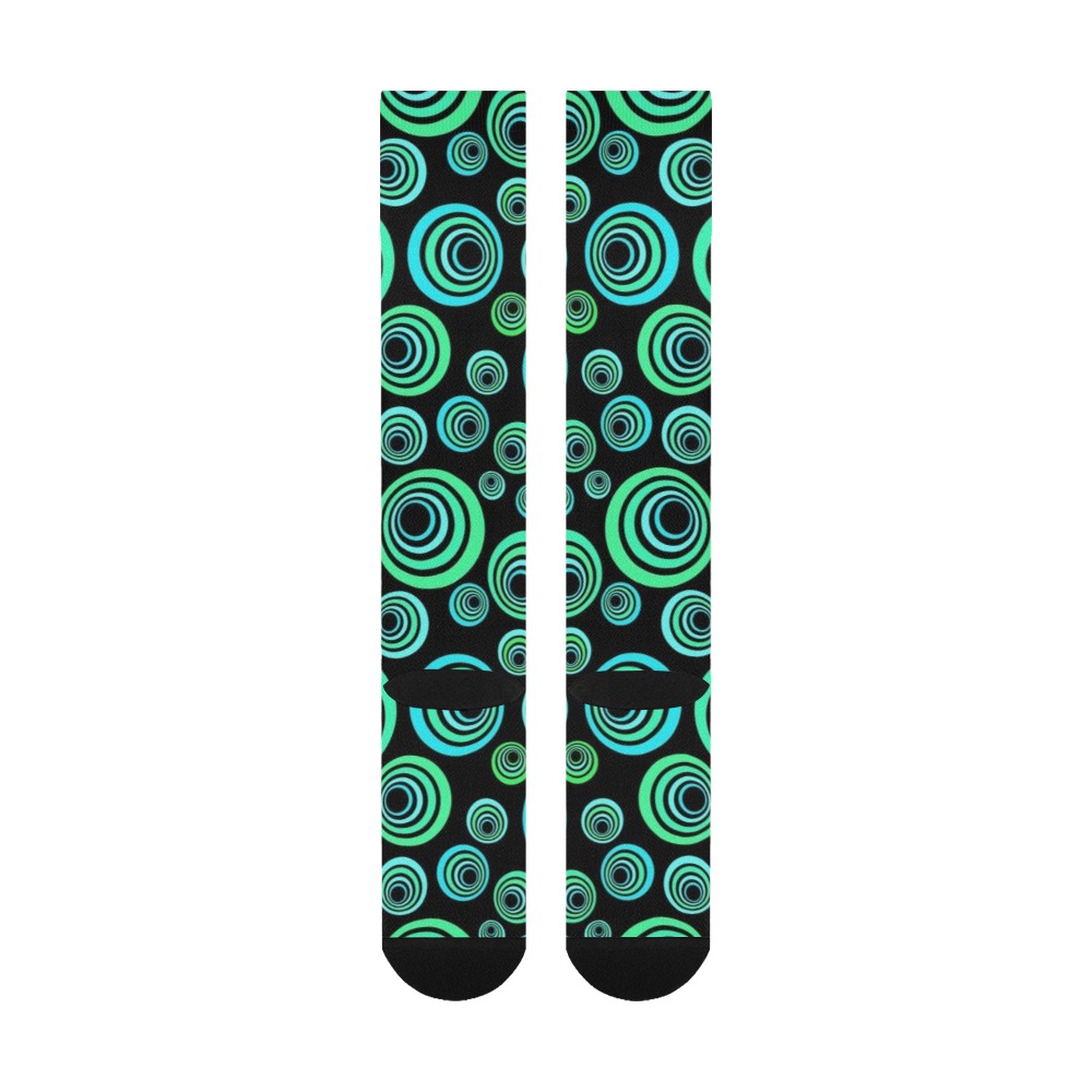Retro Psychedelic Pretty Green Pattern Over-The-Calf Socks