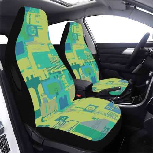 Random Shapes Abstract Pattern Car Seat Cover Airbag Compatible (Set of 2)