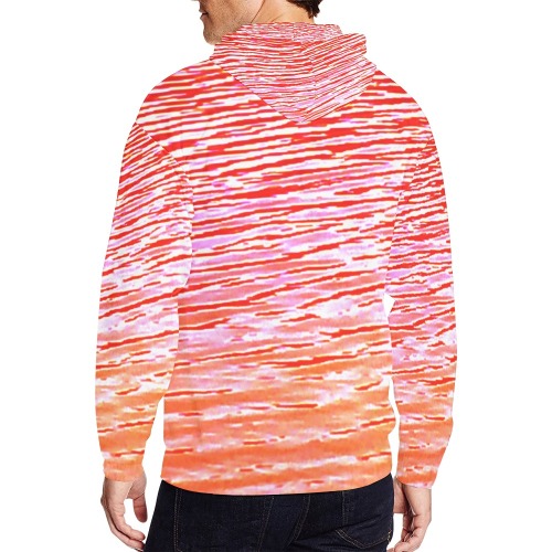 Orange and red water All Over Print Full Zip Hoodie for Men (Model H14)