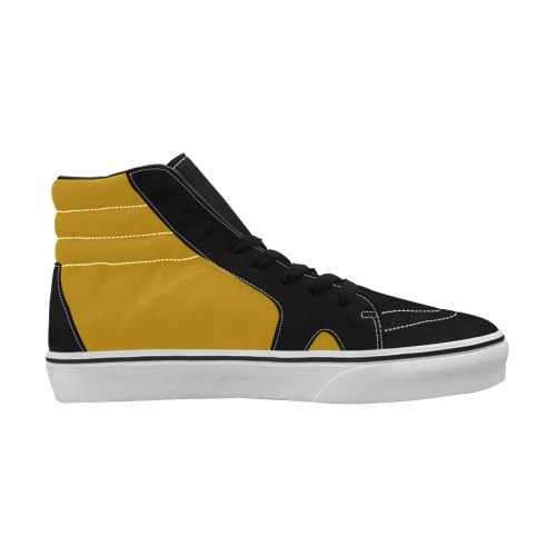 color dark goldenrod Women's High Top Skateboarding Shoes (Model E001-1)