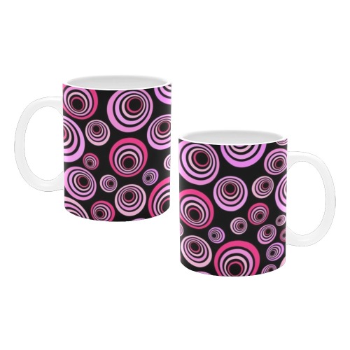 Retro Psychedelic Pretty Pink Pattern White Mug(11OZ)