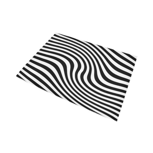 Op Art Warped Stripes (Black|White) Area Rug7'x5'