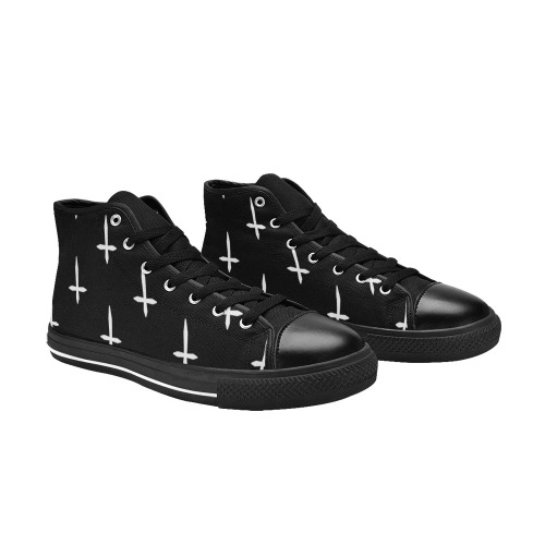 Inverted Cross Men’s Classic High Top Canvas Shoes (Model 017)