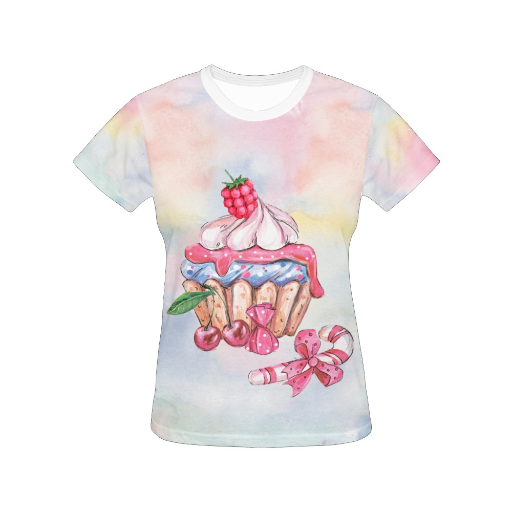 cupcake All Over Print T-Shirt for Women (USA Size) (Model T40)