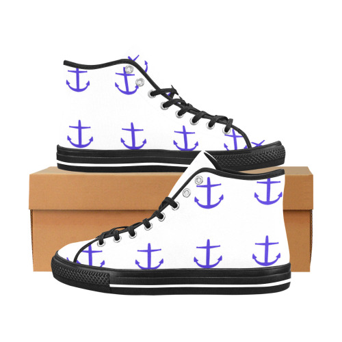 royal anchors on white Vancouver H Women's Canvas Shoes (1013-1)