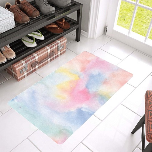 Colorful watercolor Doormat 30"x18" (Black Base)