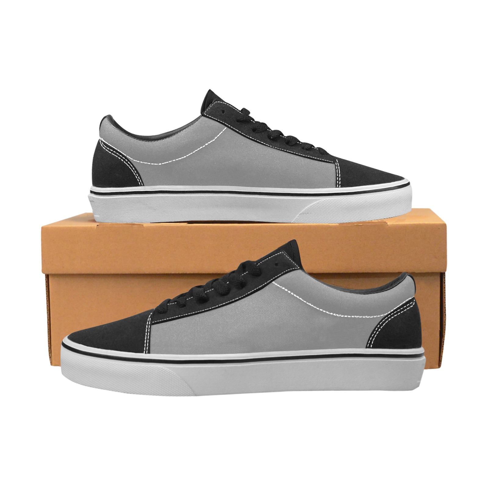 color grey Women's Low Top Skateboarding Shoes (Model E001-2)