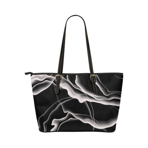 Monochrome Ink Leather Tote Bag/Large (Model 1651)