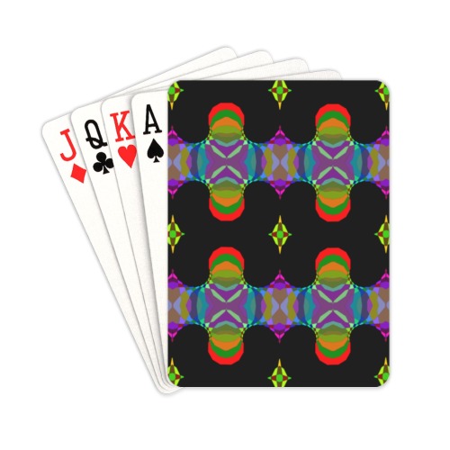 Bright Tribal Pattern on Black Playing Cards 2.5"x3.5"