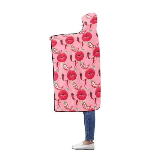 Spicy Lips Flannel Hooded Blanket 56''x80''