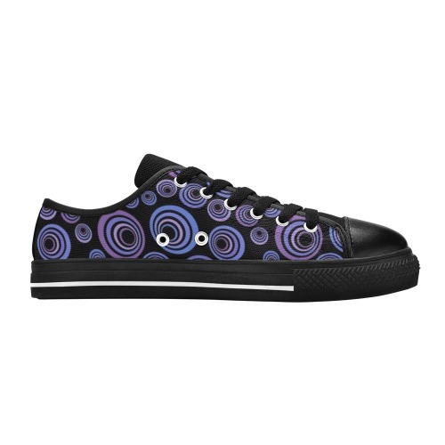 Retro Psychedelic Pretty Purple Pattern Low Top Canvas Shoes for Kid (Model 018)