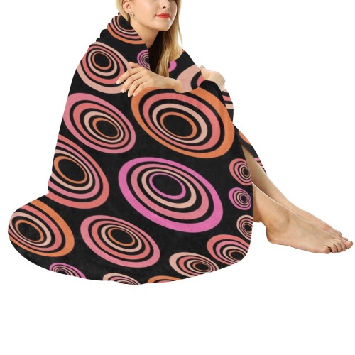 Retro Psychedelic Pretty Orange Pattern Circular Ultra-Soft Micro Fleece Blanket 60"