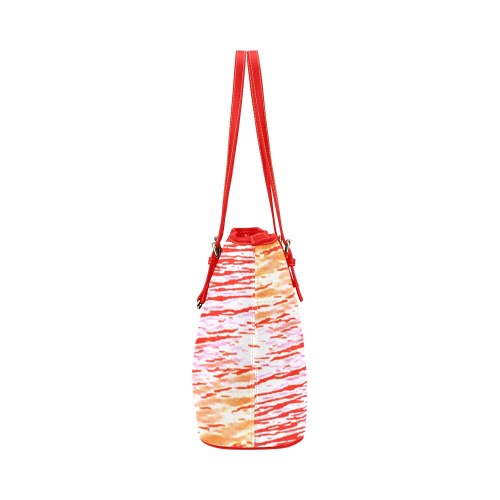 Orange and red water Leather Tote Bag/Small (Model 1651)