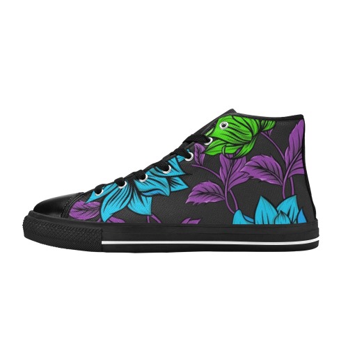 Neon Tropical Turquoise Men’s Classic High Top Canvas Shoes (Model 017)