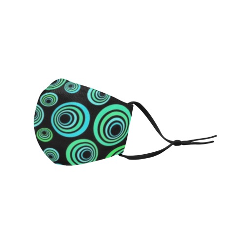 Retro Psychedelic Pretty Green Pattern 3D Mouth Mask with Drawstring (Pack of 100) (Model M04)