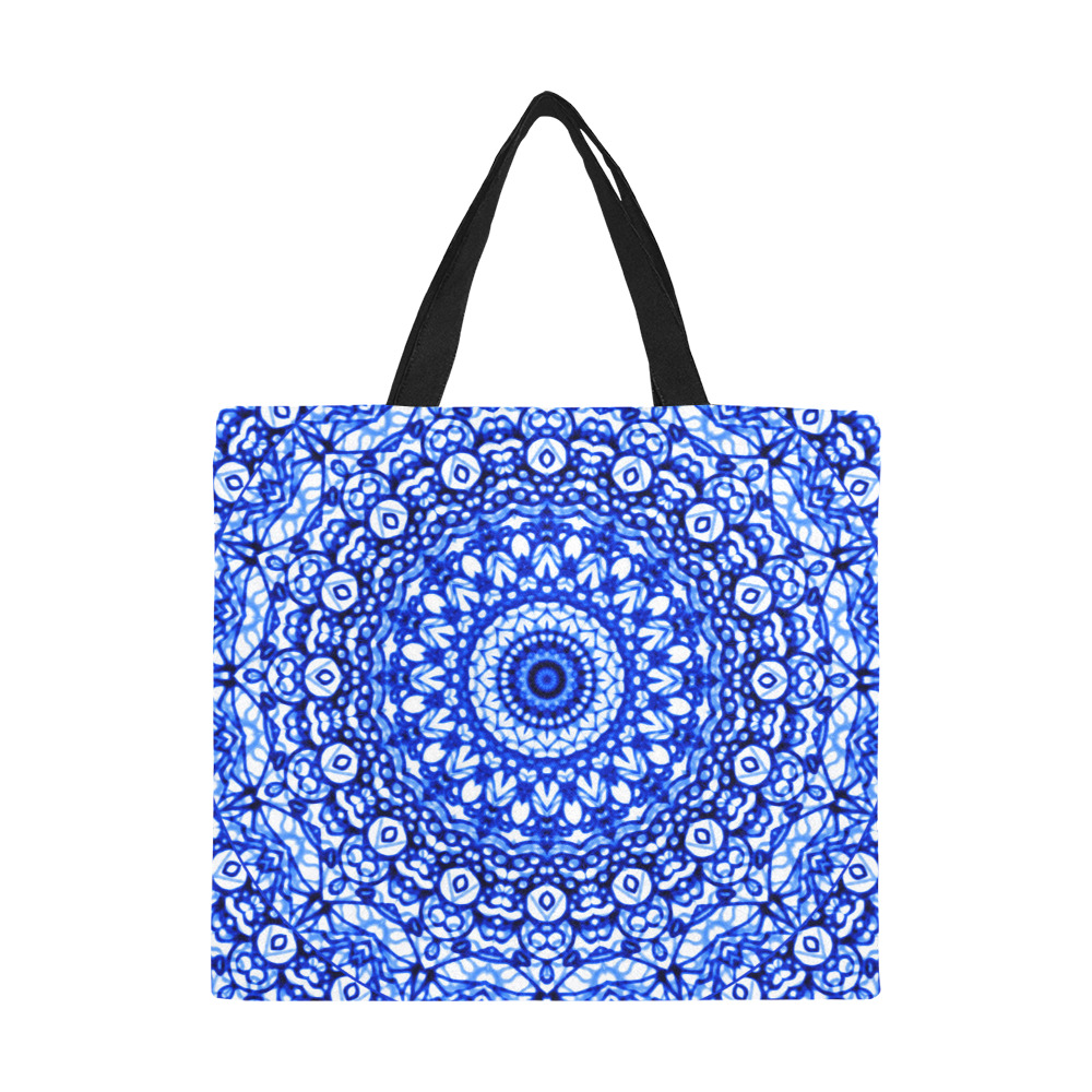 Blue Mandala Mehndi Style G403 All Over Print Canvas Tote Bag/Large (Model 1699)