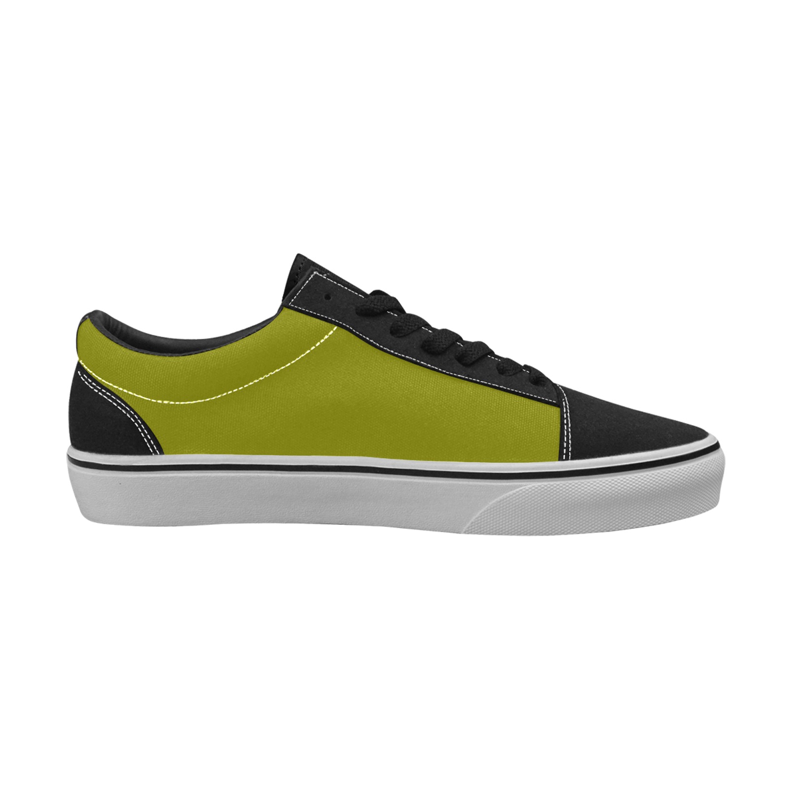 color olive Women's Low Top Skateboarding Shoes (Model E001-2)