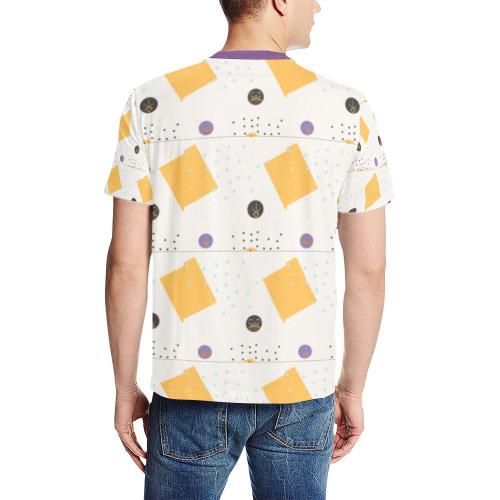 blakscre Men's All Over Print T-Shirt (Solid Color Neck) (Model T63)