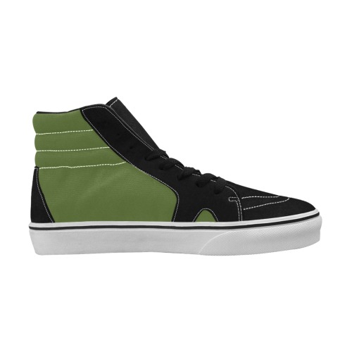 color dark olive green Women's High Top Skateboarding Shoes (Model E001-1)